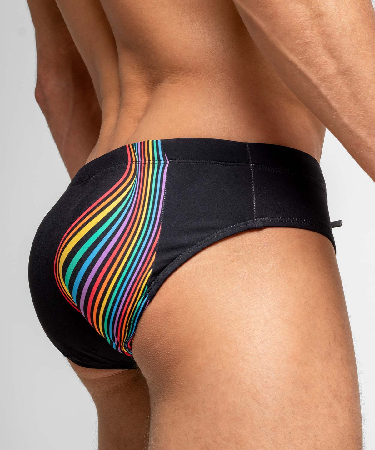 H2O WAVEFORM PRIDE Padded + Package Swim Brief Pride Black