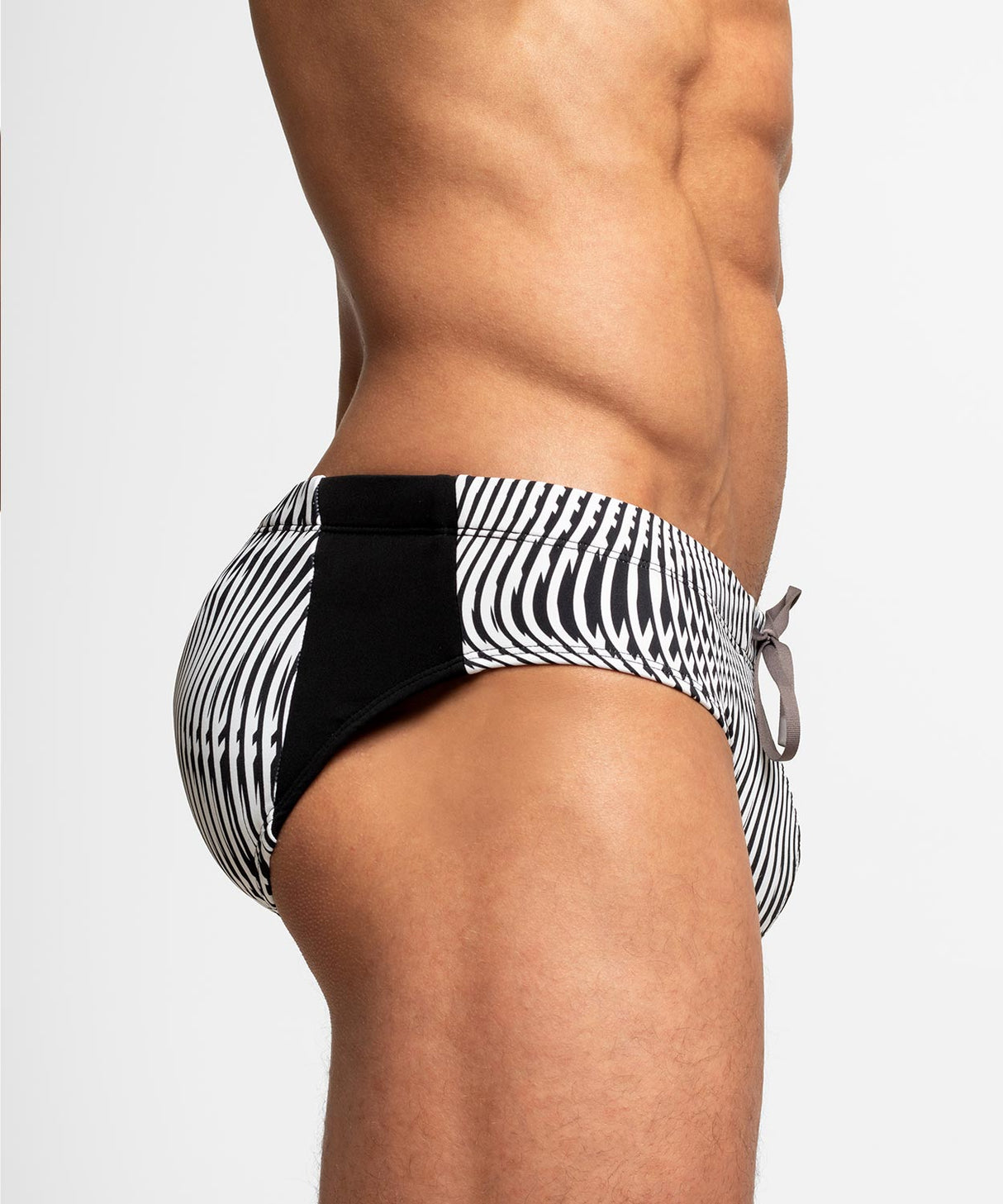 H2O WAVEFORM Padded + Package Swim Brief Black White Wave
