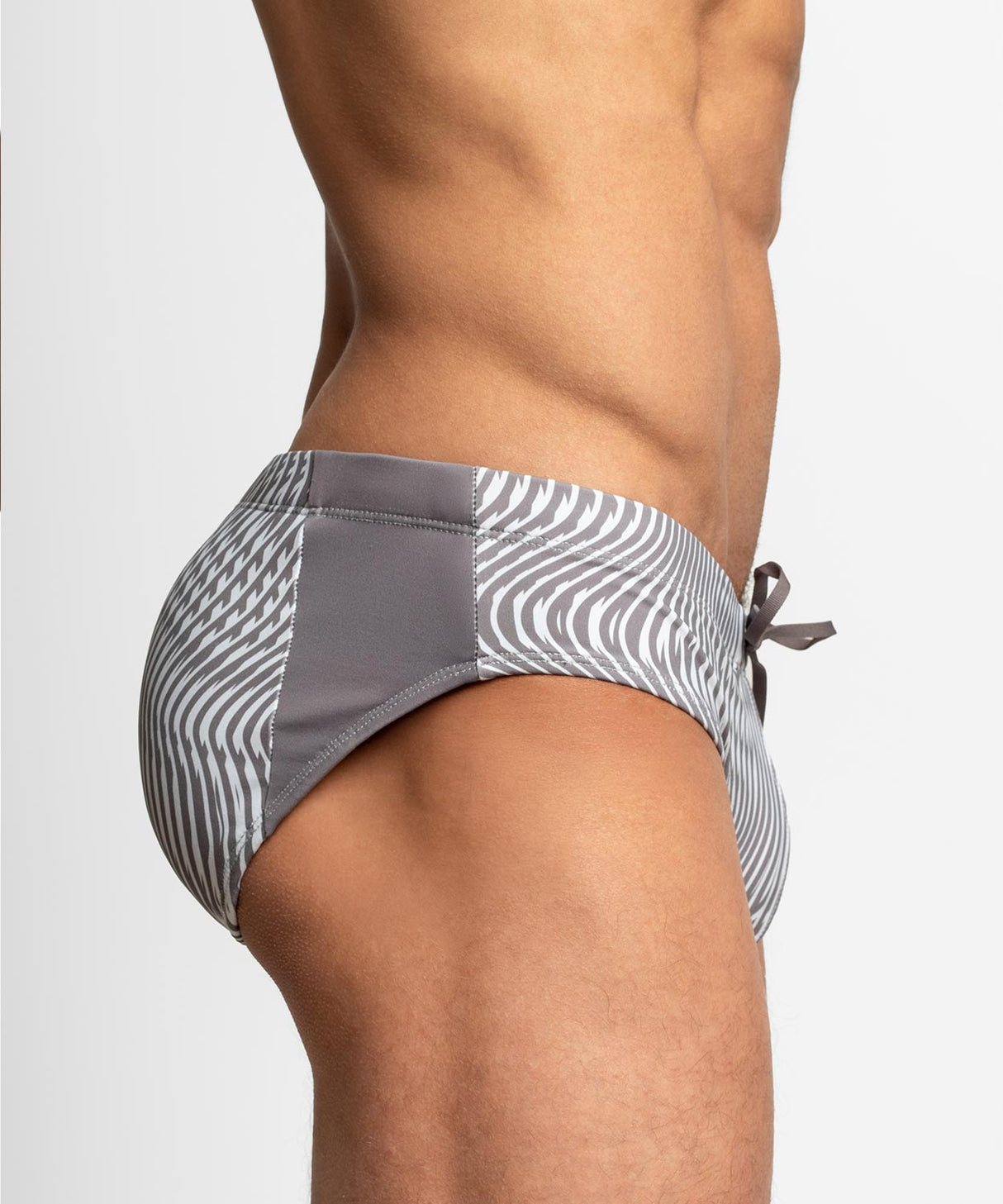 H2O WAVEFORM Padded + Package Swim Brief Gray Wave