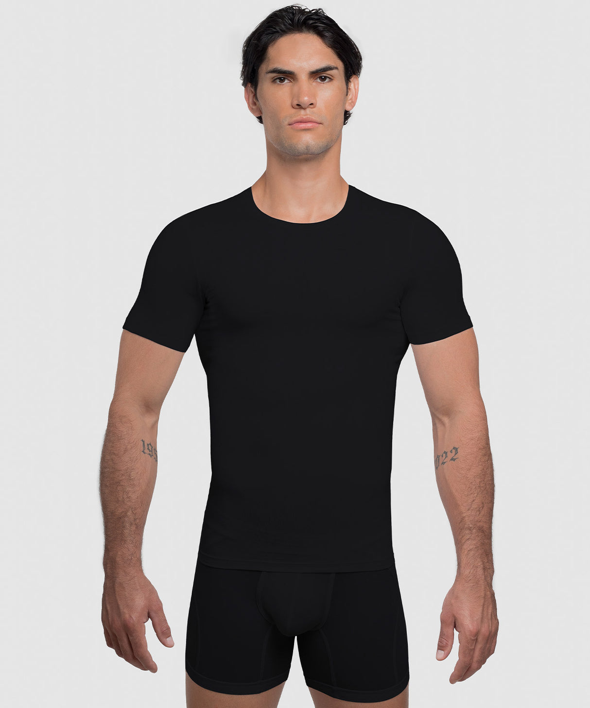 Cotton Compression Crew Neck T-Shirt Black