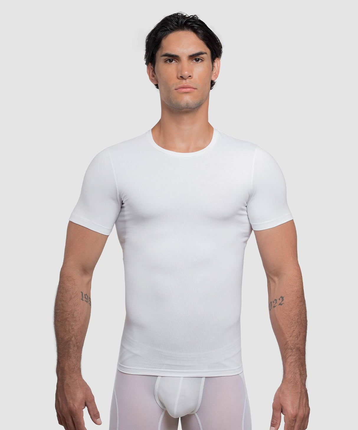 Cotton Compression Crew Neck T-Shirt White