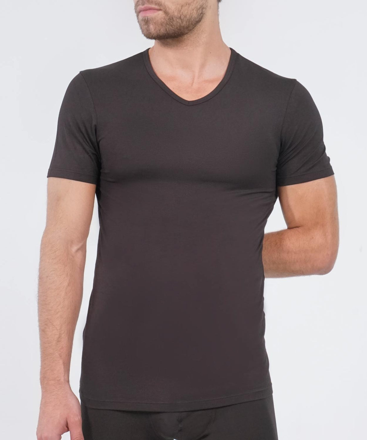Essentials Modal T-Shirt V Neck Black