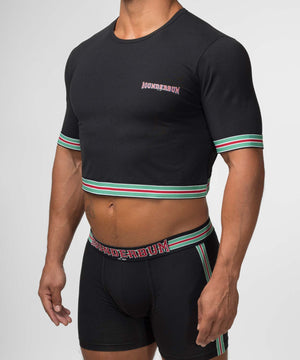 VARSITY Padded Crop Top Black