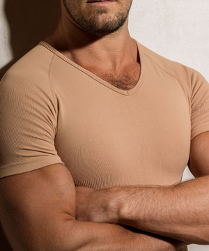 Seamless Compression T-Shirt Tan