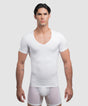 Cotton Compression Deep V-Neck T-Shirt White